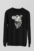 Koala Baskılı Unisex Siyah Sweatshirt