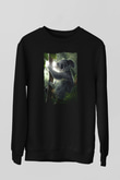 Koala Baskılı Unisex Siyah Sweatshirt