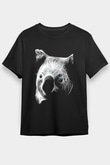 Koala Baskılı Unisex Siyah Tişört - Tshirt