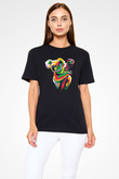 Koala Baskılı Unisex Siyah Tişört - Tshirt