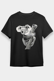 Koala Baskılı Unisex Siyah Tişört - Tshirt