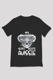 Koala Baskılı Unisex Siyah V Yaka Tişört - Tshirt