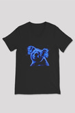 Koala Baskılı Unisex Siyah V Yaka Tişört - Tshirt