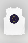 Koç Burcu Baskılı Beyaz Unisex Kolsuz Tişört - Tshirt