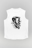 Koç Burcu Baskılı Beyaz Unisex Kolsuz Tişört - Tshirt