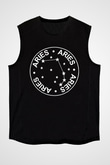 Koç Burcu Baskılı Unisex Siyah Kolsuz Tişört - Tshirt