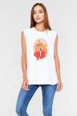 Koç Burcu Baskılı Unisex Siyah Kolsuz Tişört - Tshirt