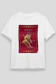 Koç Burcu Unisex Baskılı Beyaz Tişört - Tshirt