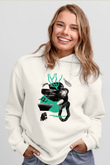 Kolaj Beyaz Unisex Kapşonlu Sweatshirt