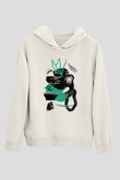 Kolaj Beyaz Unisex Kapşonlu Sweatshirt