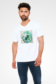 Kolaj Beyaz Unisex V Yaka Tişört T-Shirt
