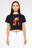 Kolaj Siyah Crop Top Tişört