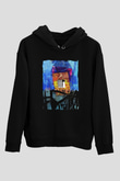 Kolaj Siyah Unisex Hoodie