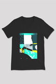 Kolaj Siyah Unisex V Yaka Tişört T-Shirt