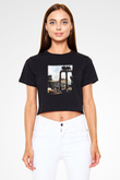 Kolezyum Siyah Crop Top Tişört