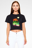 Kolezyum Siyah  Crop Top Tişört