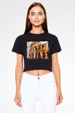 Kolezyum Siyah Crop Top Tişört