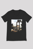 Kolezyum Siyah Unisex V Yaka Tişört T-Shirt