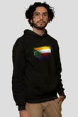 Komorlar - Comoros Bayrağı Baskılı Unisex Siyah Kapüşonlu Sweatshirt