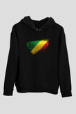 Kongo - Republic Congo Bayrağı Baskılı Unisex Siyah Kapüşonlu Sweatshirt