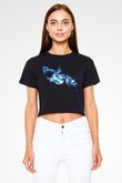 Köpekbalığı Siyah Crop Top Tişört