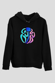Korfbol Baskılı Unisex Siyah Hoodie