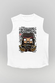 Korsan Jack Baskılı Unisex Beyaz Kolsuz Tişört