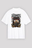 Korsan Jack Baskılı Unisex Beyaz Oversize Tişört