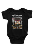 Korsan Jack Baskılı Unisex Siyah Bebek Body - Zıbın