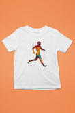 Koşan Kaslı Adam Baskılı Unisex Beyaz Çocuk Tişörtü - Tshirt