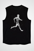 Koşan Kaslı Adam Baskılı Unisex Kolsuz Siyah Tişört - Tshirt
