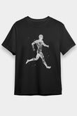 Koşan Kaslı Adam Baskılı Unisex Siyah Tişört - Tshirt