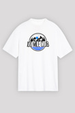 Koşu Baskılı Unisex Beyaz Oversize Tişört - Tshirt
