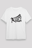 Koşu Baskılı Unisex Beyaz Tişört - Tshirt