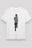 Koşu Baskılı Unisex Beyaz Tişört - Tshirt