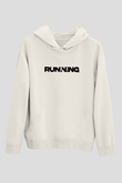Koşu Baskılı Unisex Ekru Hoodie