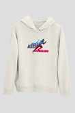Koşu Baskılı Unisex Ekru Hoodie