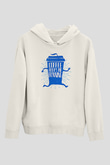 Koşu Baskılı Unisex Ekru Hoodie