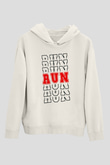 Koşu Baskılı Unisex Ekru Hoodie