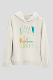 Koşu Baskılı Unisex Ekru Hoodie