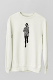 Koşu Baskılı Unisex Ekru Sweatshirt