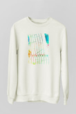 Koşu Baskılı Unisex Ekru Sweatshirt