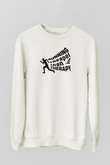 Koşu Baskılı Unisex Ekru Sweatshirt