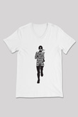 Koşu Baskılı Unisex V Yaka Tişört - Tshirt