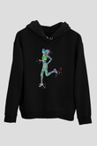 Koşu - Running Baskılı Unisex Siyah Hoodie