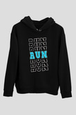 Koşu - Running Baskılı Unisex Siyah Hoodie