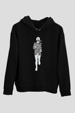 Koşu - Running Baskılı Unisex Siyah Hoodie