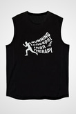 Koşu - Running Baskılı Unisex Siyah Kolsuz Tişört
