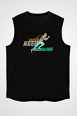 Koşu - Running Baskılı Unisex Siyah Kolsuz Tişört