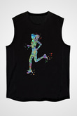 Koşu - Running Baskılı Unisex Siyah Kolsuz Tişört